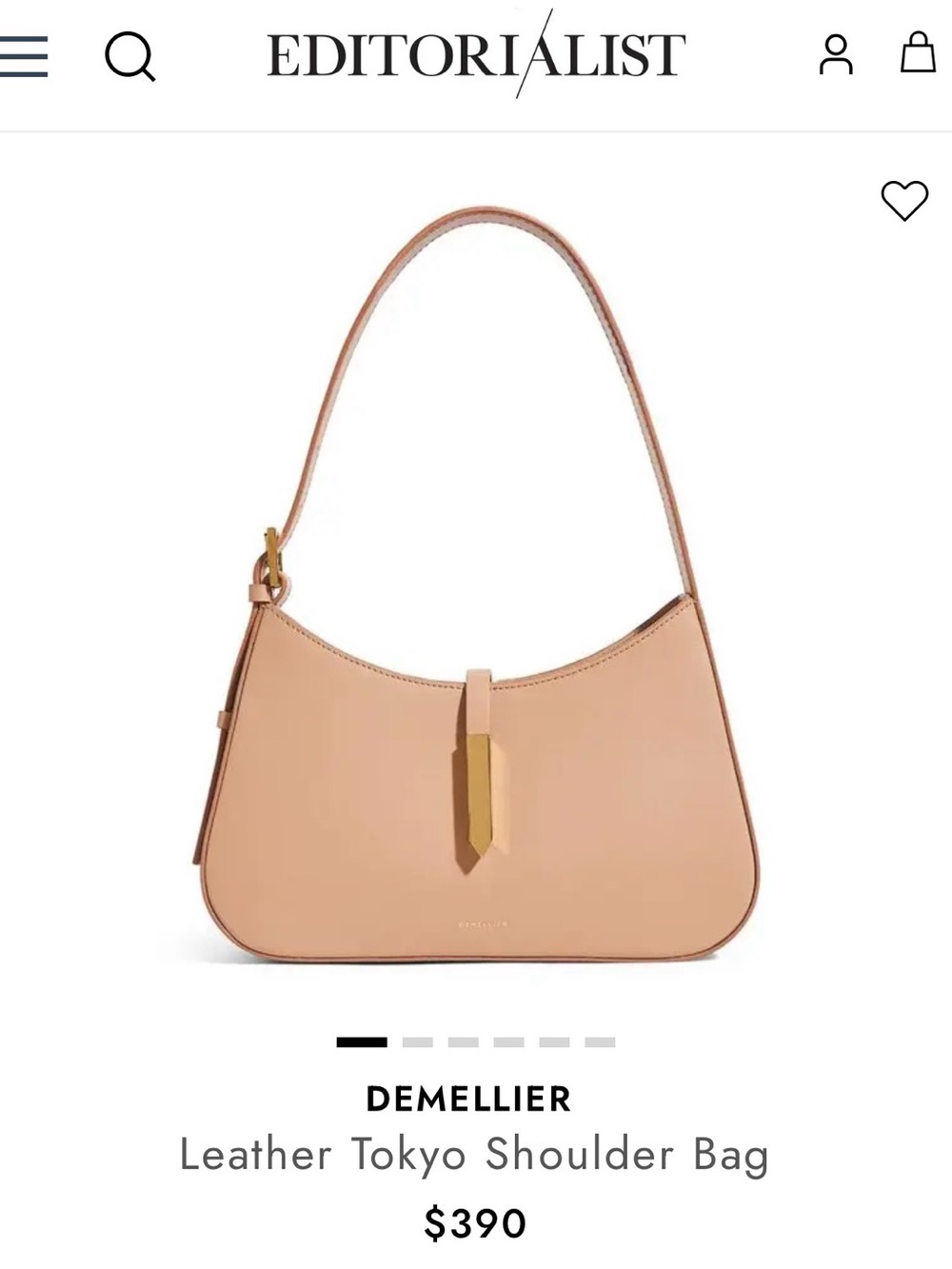 DeMellier Nude Leather Tokyo Shoulder Bag with Gold Accent $390 MSRP EUC